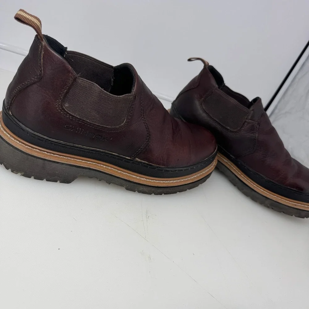Chinook Workhorse Romeo Men 10.5 Brown Leather Slip On Utility Work Boot Rugged